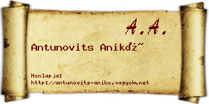 Antunovits Anikó névjegykártya